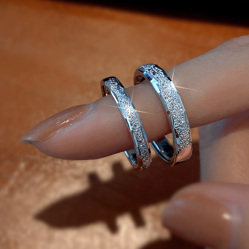 Men'S Accessories Hand Bands - Bague de couple en argent regardé