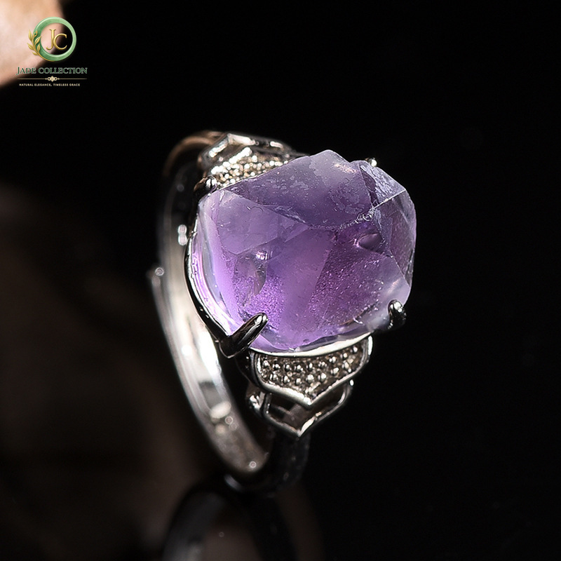 Men'S Accessories Hand Bands - Bague en améthyste naturelle sculptée à