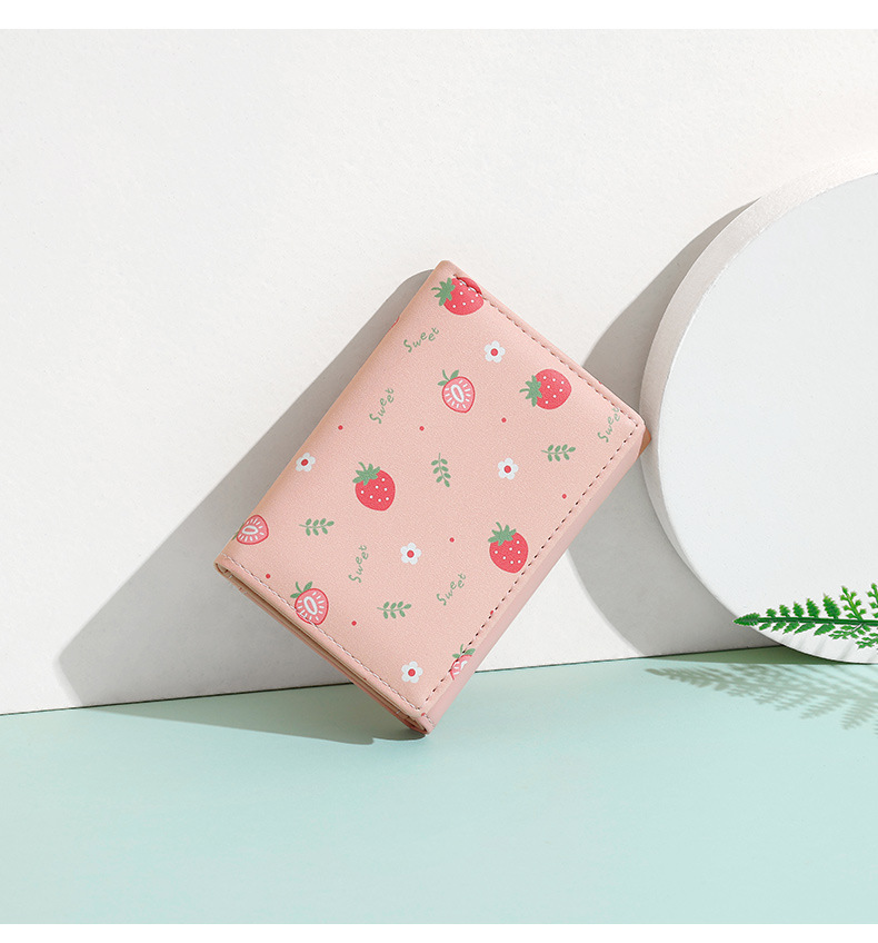 Bifold Leather Wallet - Mignon trois fois dames portefeuille court