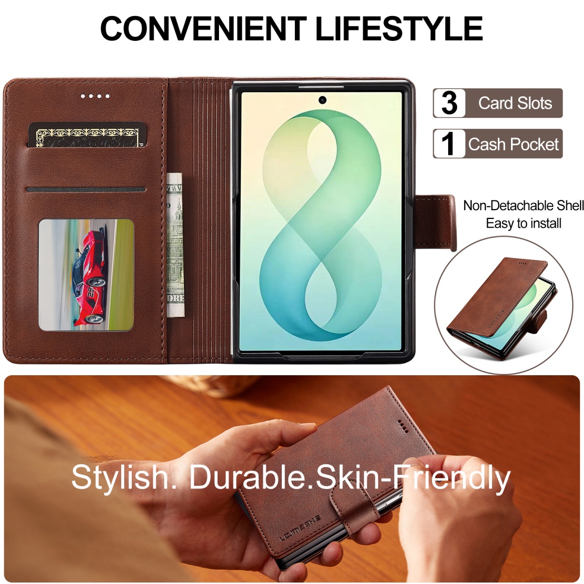 Étui portefeuille antichoc pou - Bifold Leather Wallet avis et prix