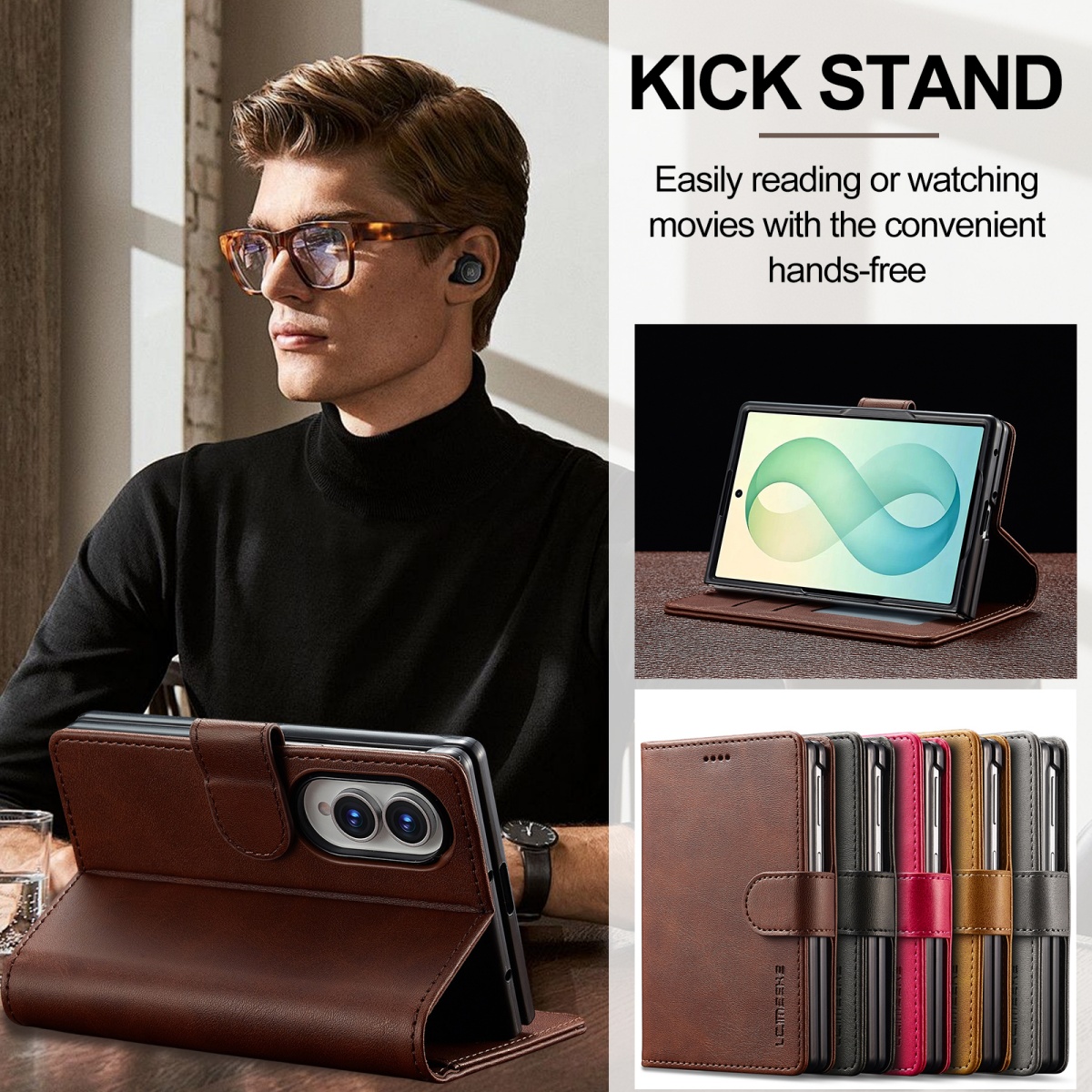 Étui portefeuille antichoc pou - Bifold Leather Wallet avis et prix
