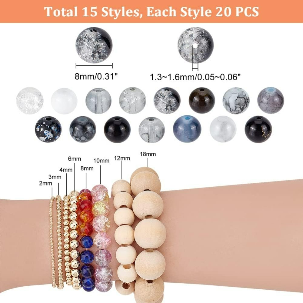 300 pièces 8mm perles de verre - Men Accessories Bracelet avis et prix